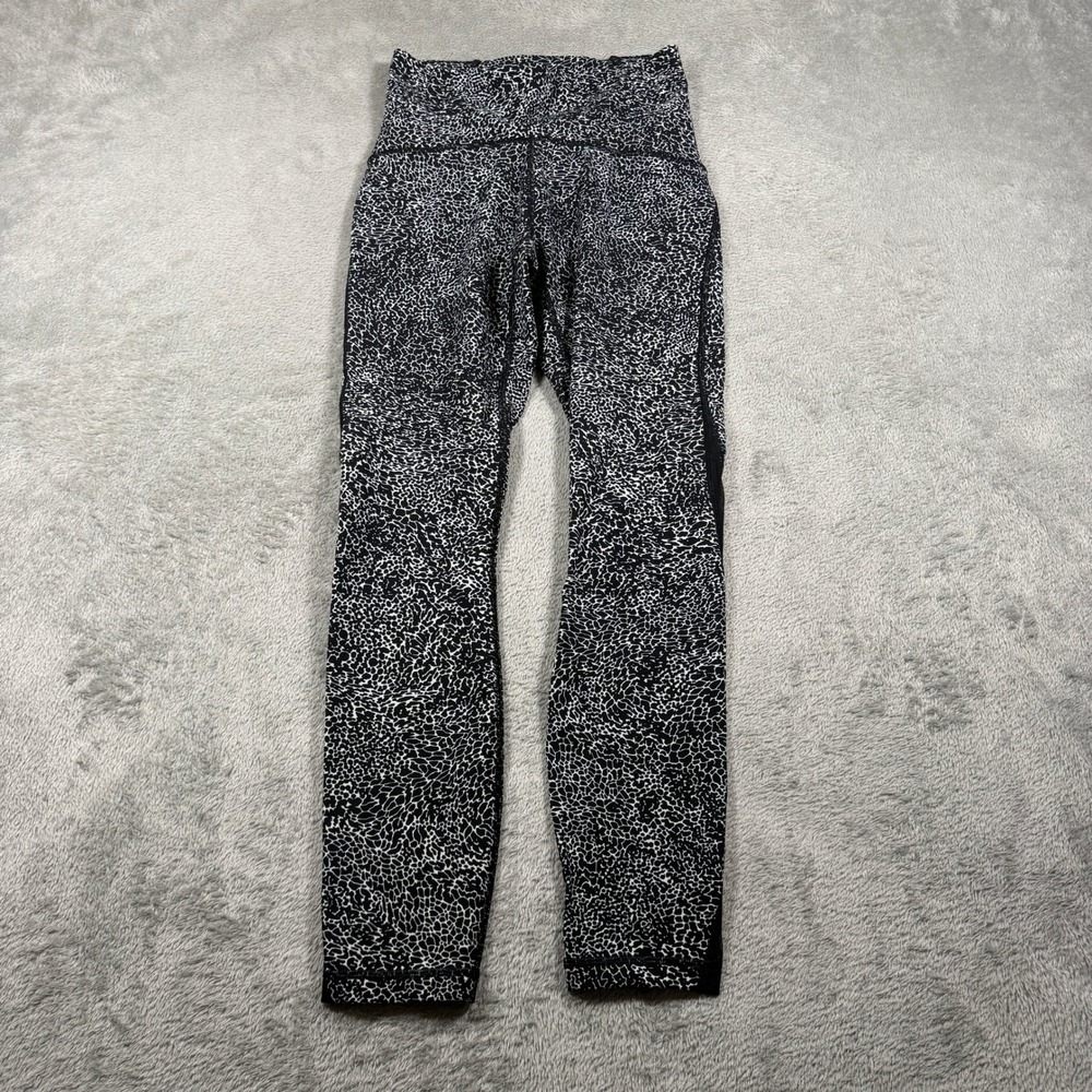 Lululemon Train Time Leggings25" Womens 4 Polar‎ Shift Black White High Rise